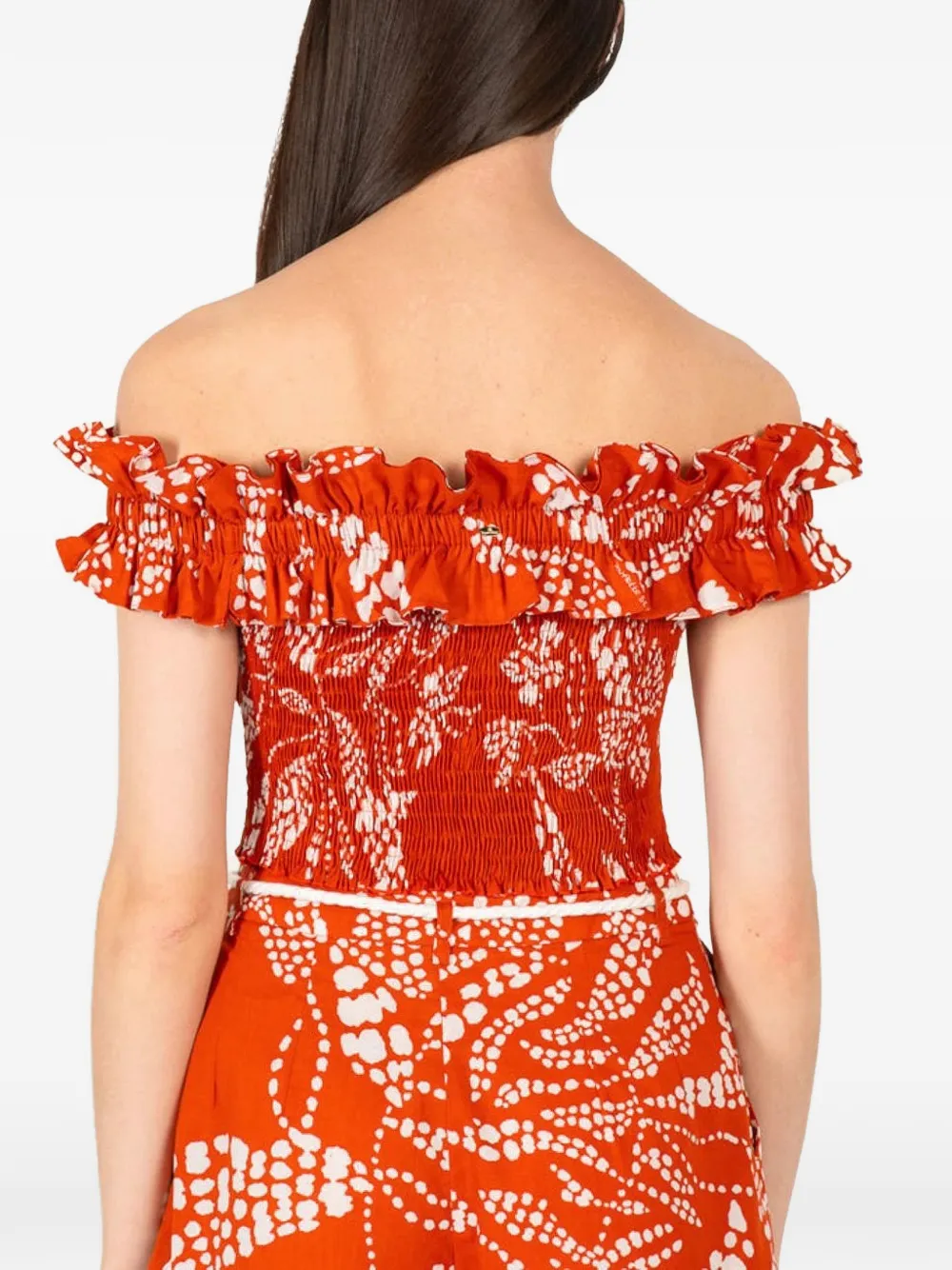 Poupette St Barth Alitza top met ruches Oranje