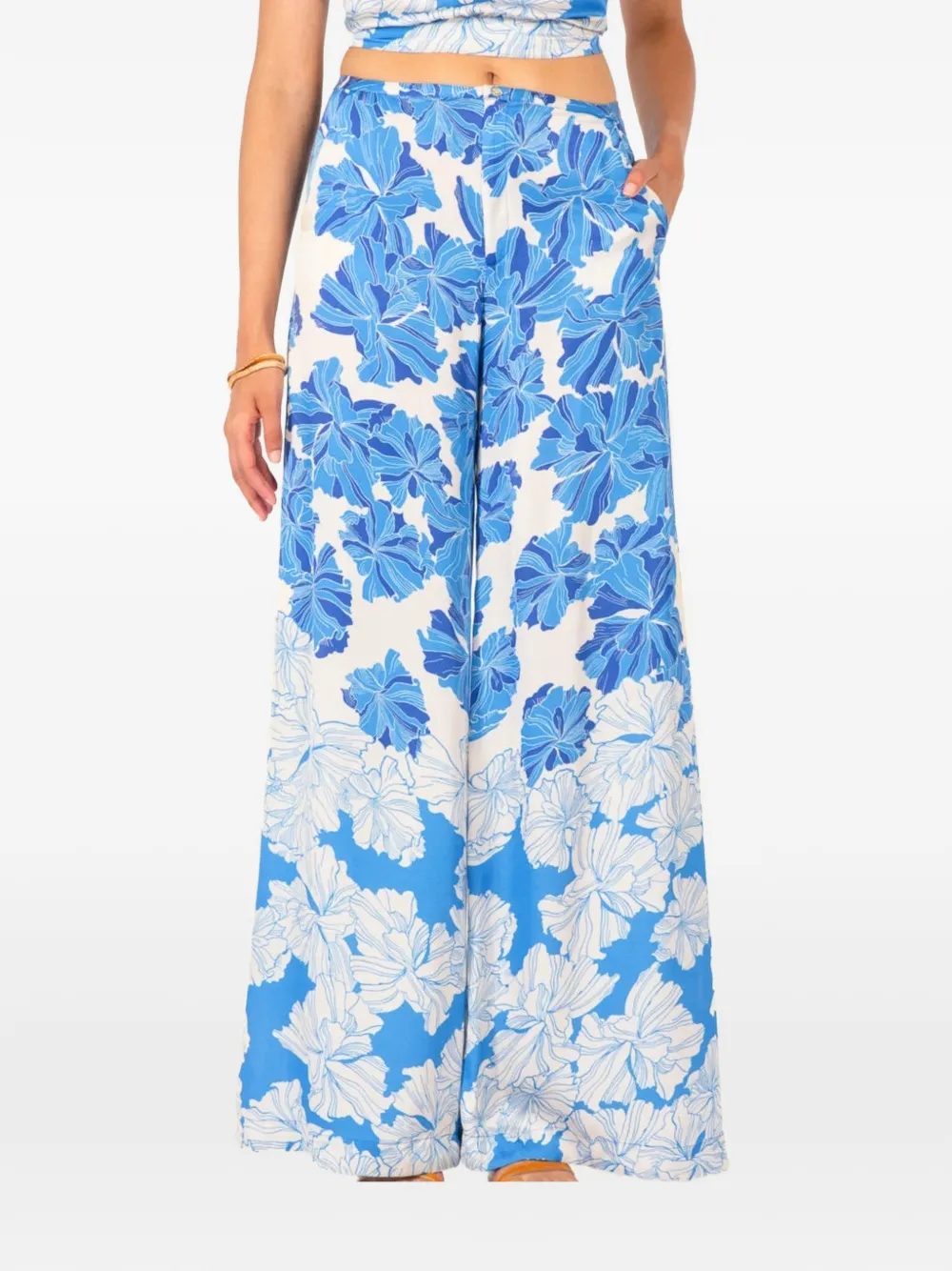 Poupette St Barth Pantaloni a palazzo Clea a fiori - Blu