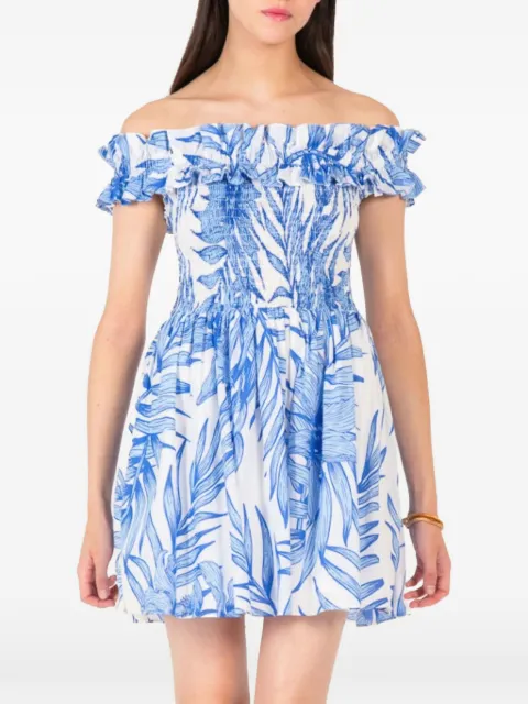 Poupette St Barth floral-print off-shoulder mini dress