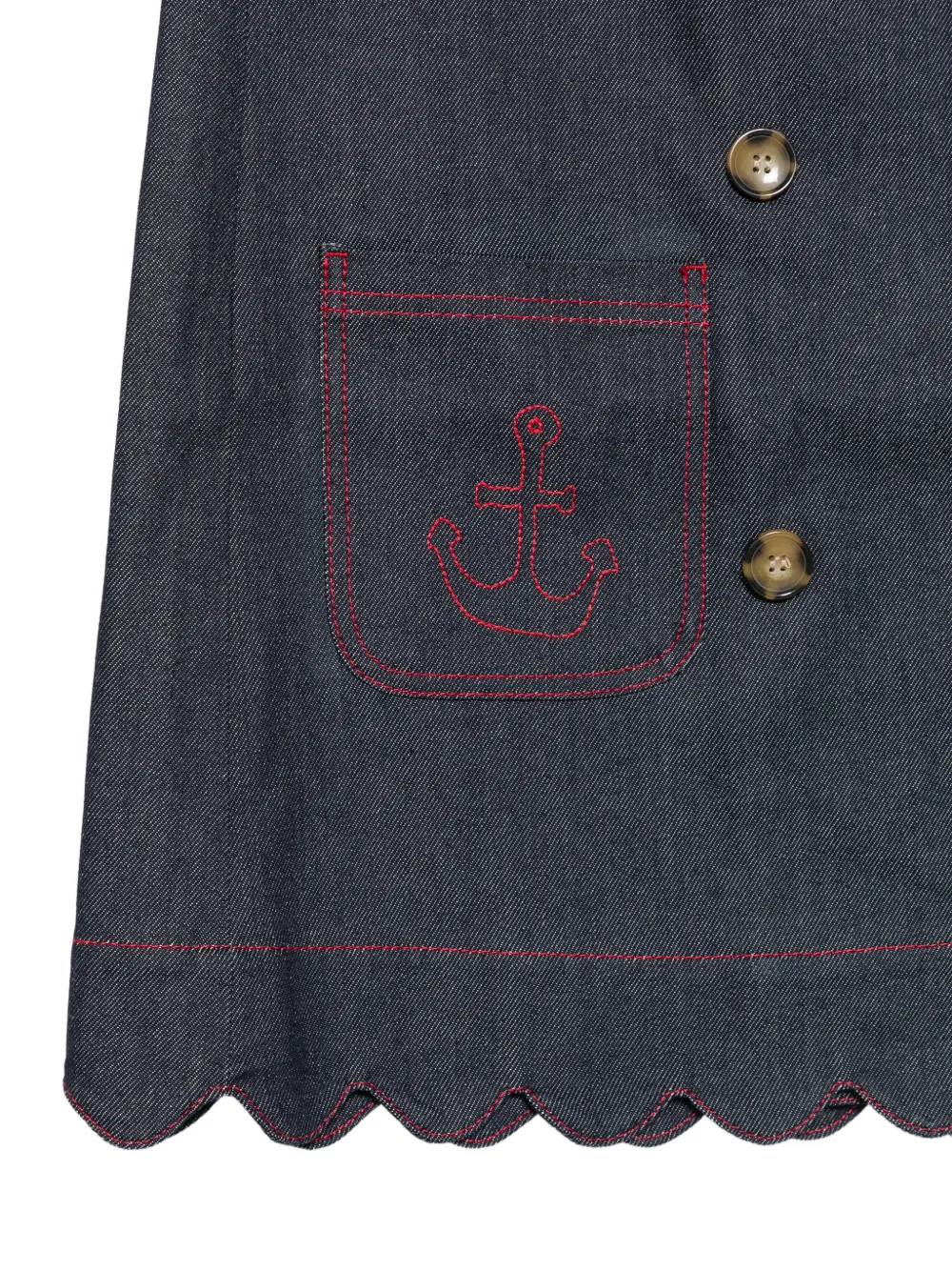 Stella Nova Mini-jurk met dubbele rij knopen en gewelfde afwerking Blauw