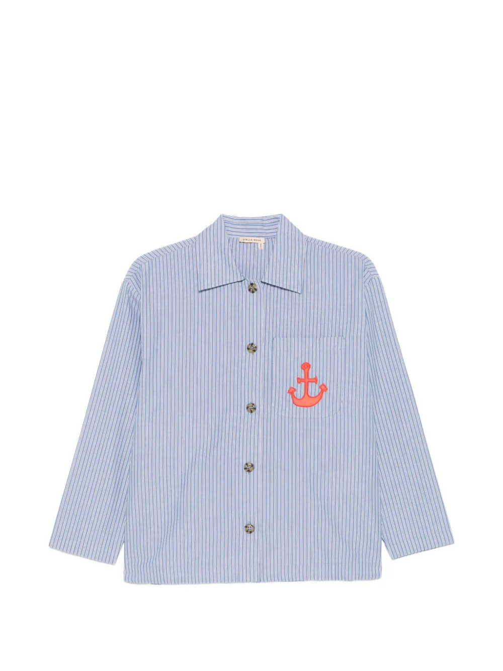 Stella Nova Anchor-patch Striped-pattern Shirt In Blue