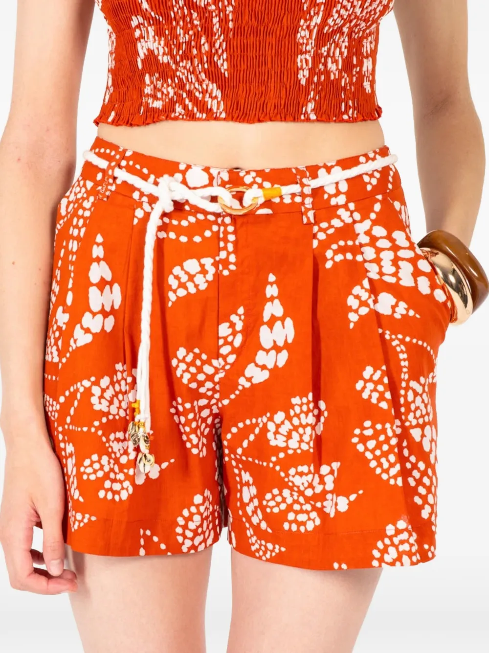 Poupette St Barth Chantal katoenen shorts met print Oranje