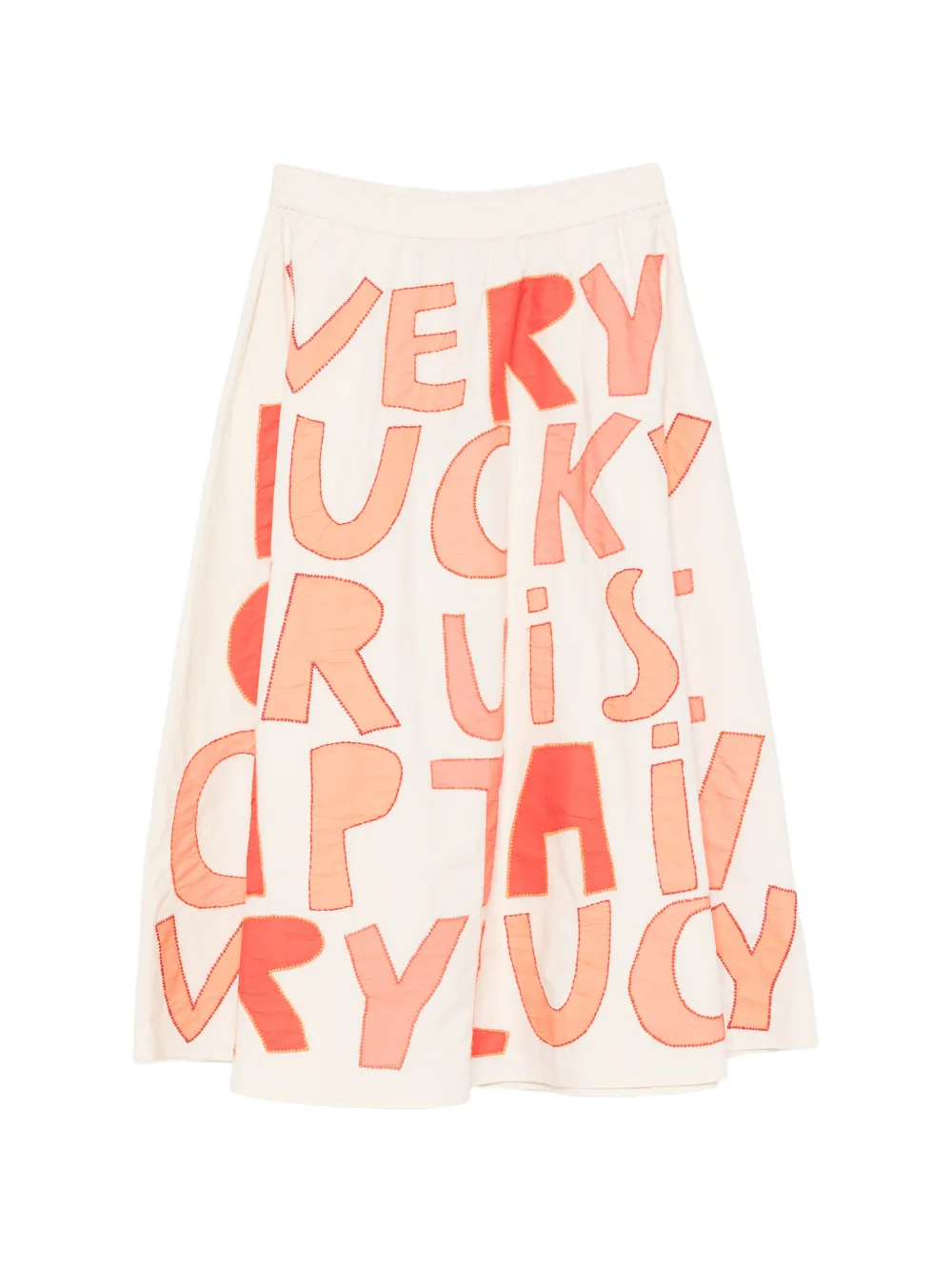 Stella Nova appliqué-patchwork elasticated-waist midi skirt - Toni neutri