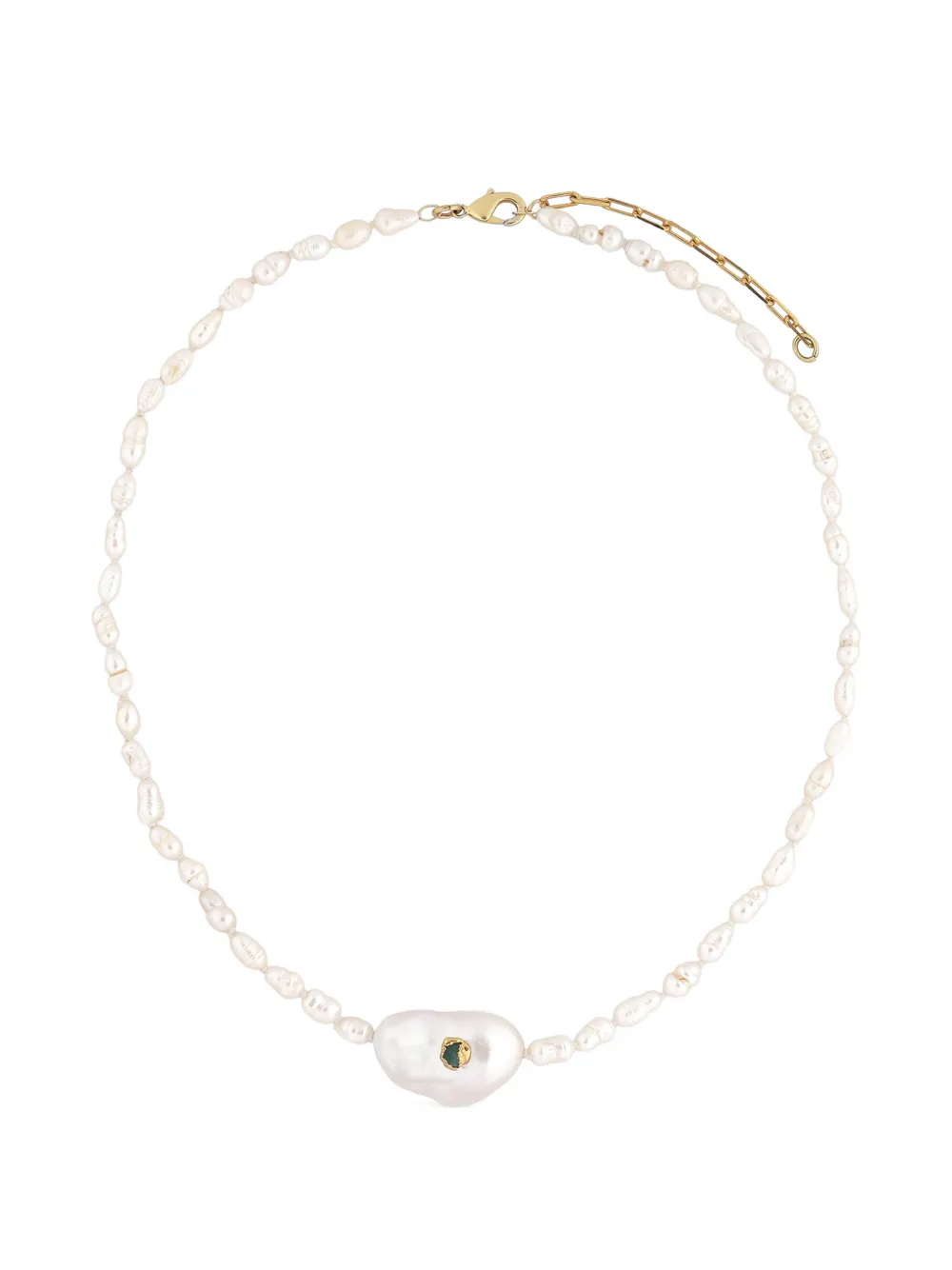 FENOMENA Perlenkette mit Smaragdverzierung - Gold