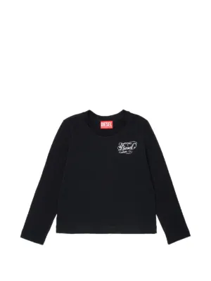 Diesel Kids ハートプリント クロップド Tシャツ | ブラック | FARFETCH JP