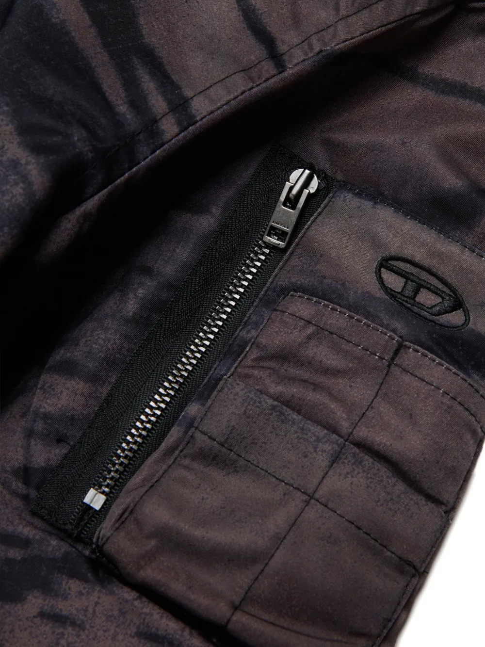 Diesel Kids Bomberjack met geborduurd logo en camouflageprint Bruin