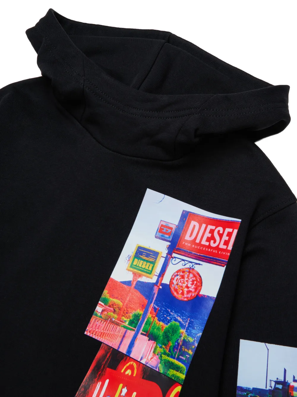 Diesel Kids Hoodie met logo Zwart