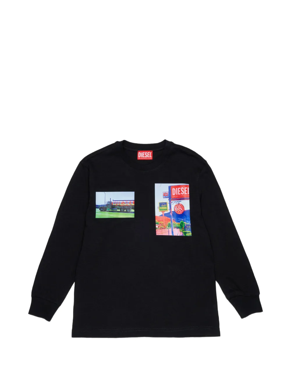 Diesel Kids T-shirt con stampa grafica e maniche lunghe - Nero