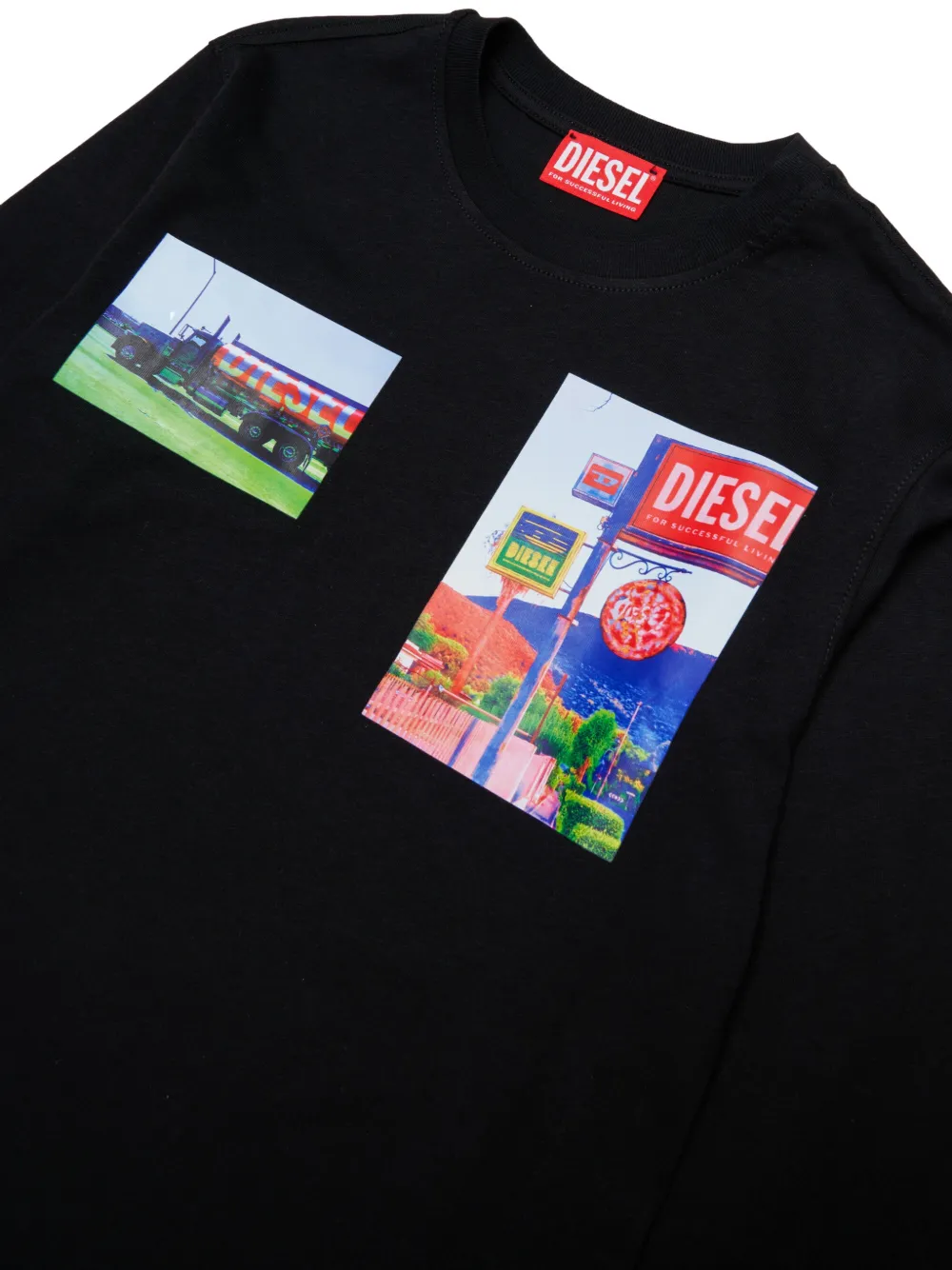 Diesel Kids T-shirt met grafische print Zwart