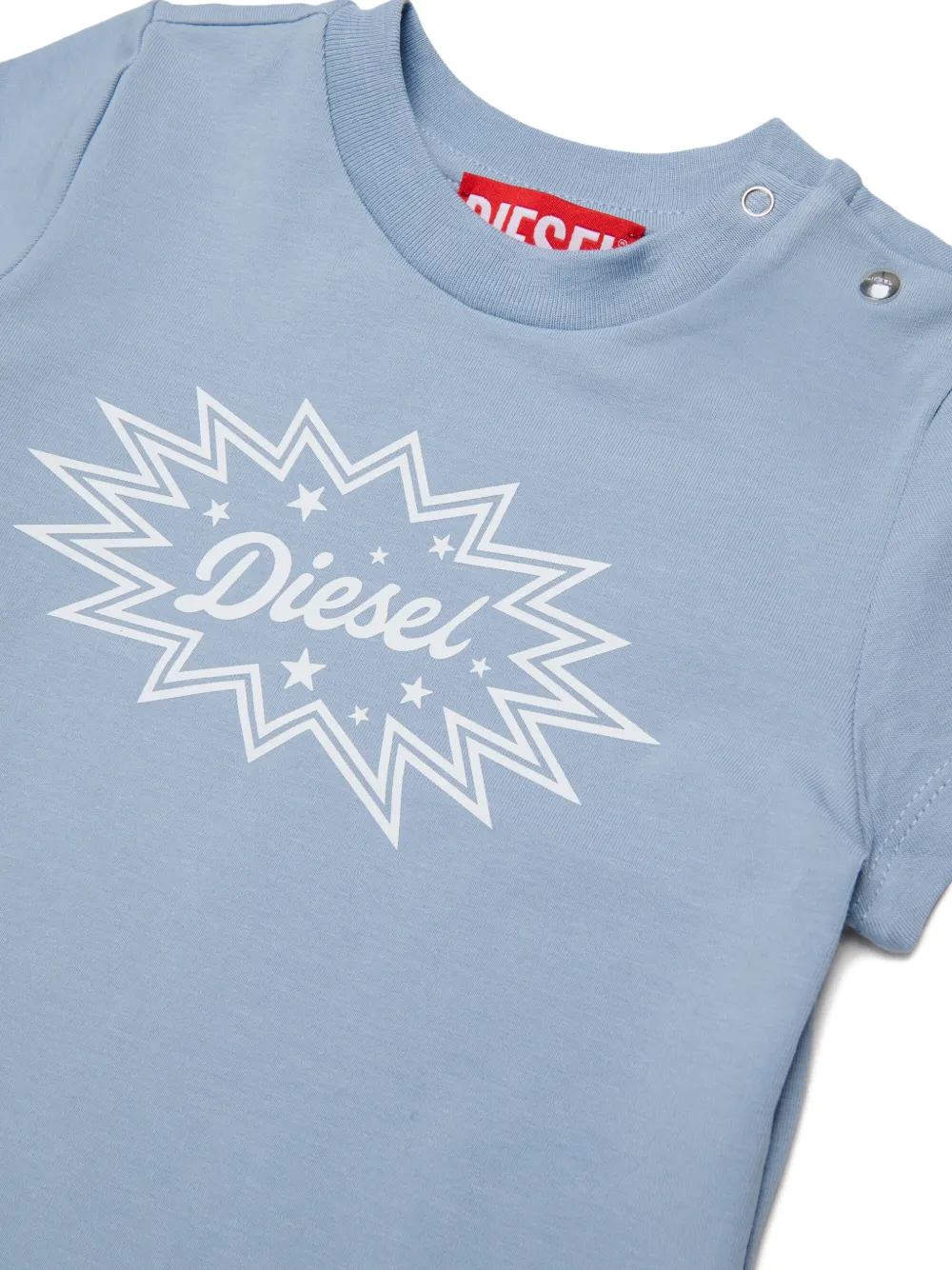 Diesel Kids T-shirt met logoprint en knoop op de schouders Blauw