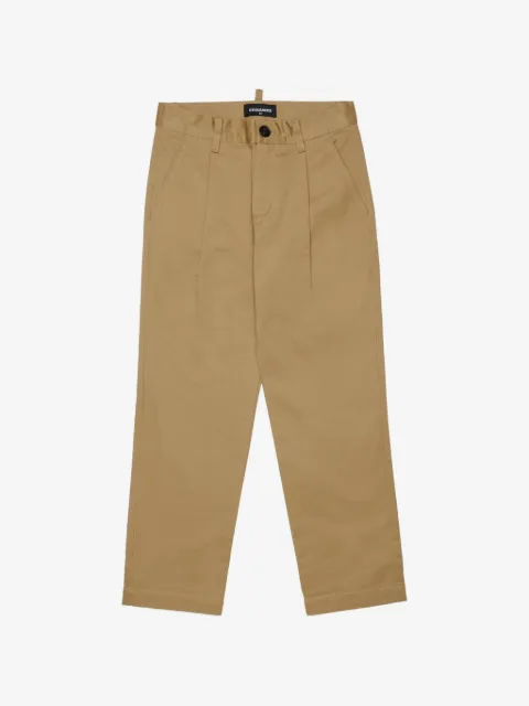 DSQUARED2 KIDS pleated logo-plaque trousers
