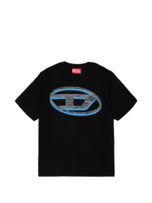 Diesel Kids Camiseta Tbonnie Over Oval D Com Logo | Preto