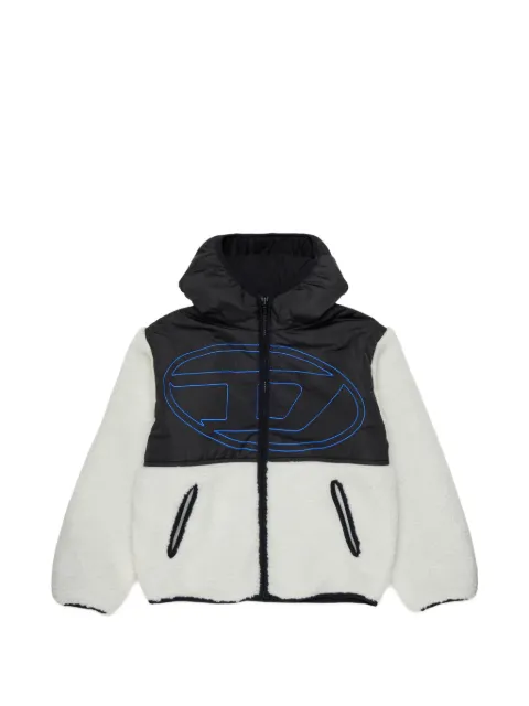 Diesel Kids hooded jacket in nylon and teddy fleece