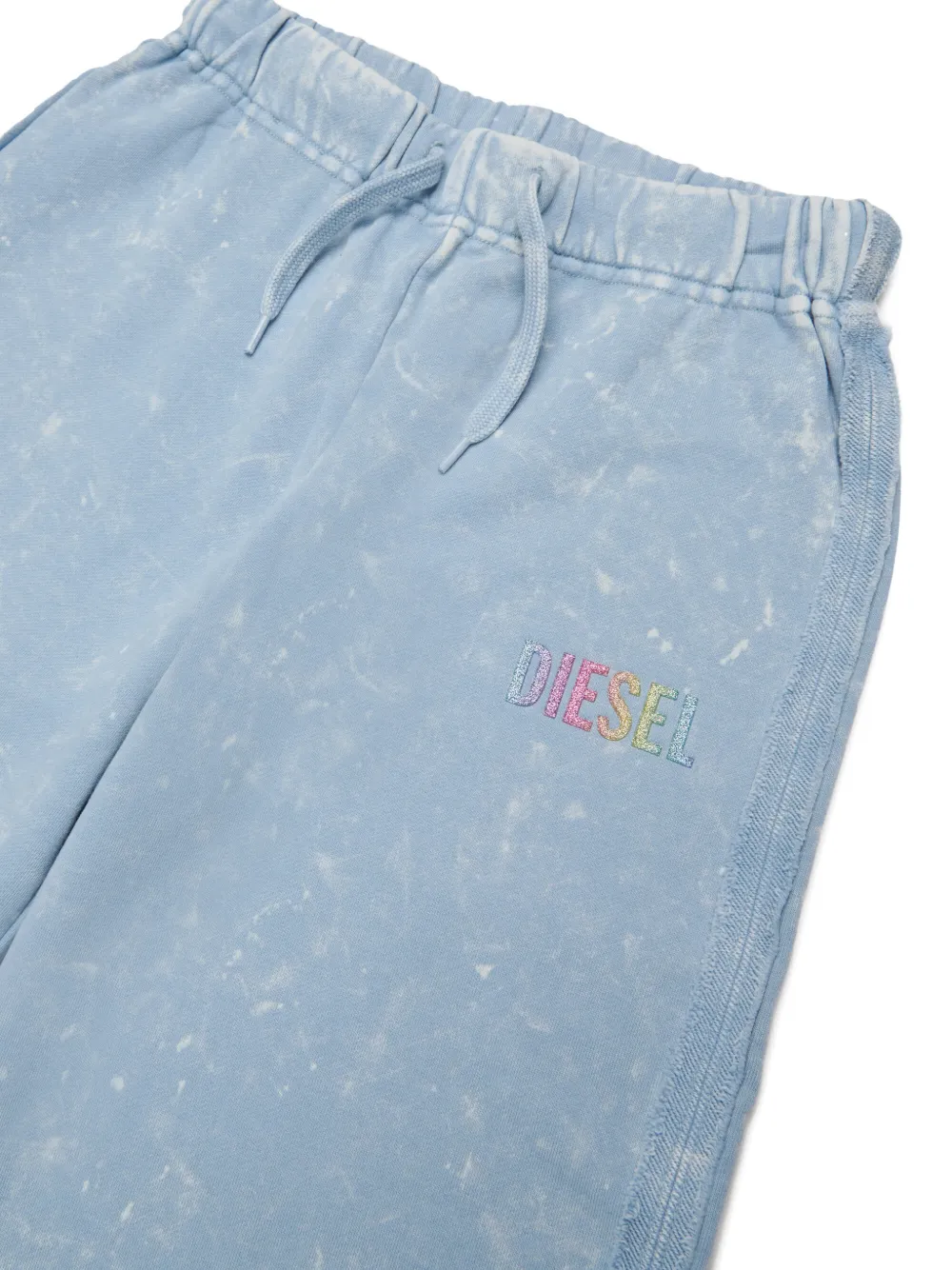 Diesel Kids Trainingsbroek met acid wassing en logoprint Blauw