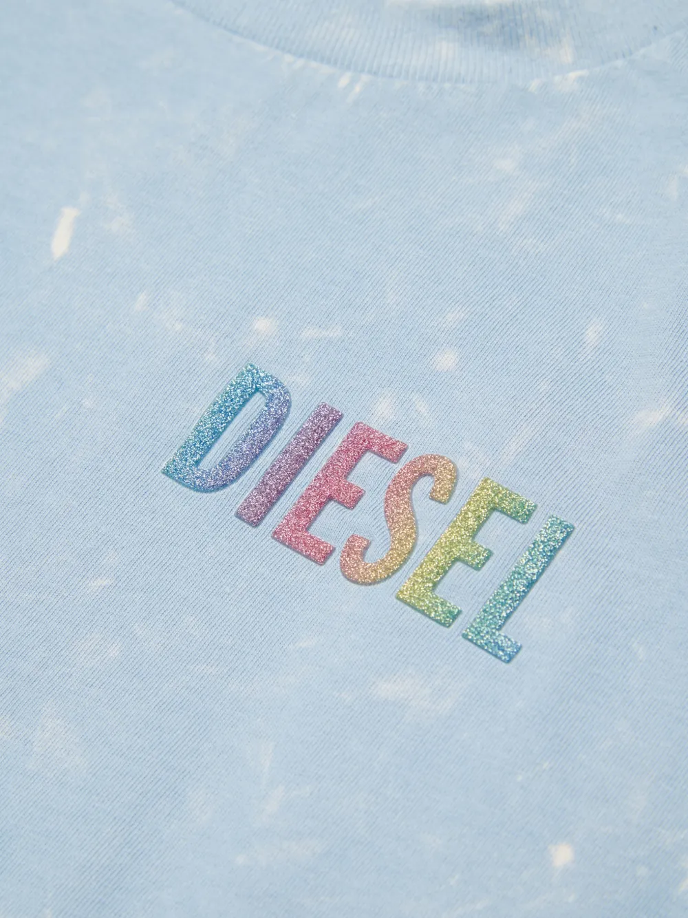 Diesel Kids Cropped T-shirt met tie-dye-effect Blauw