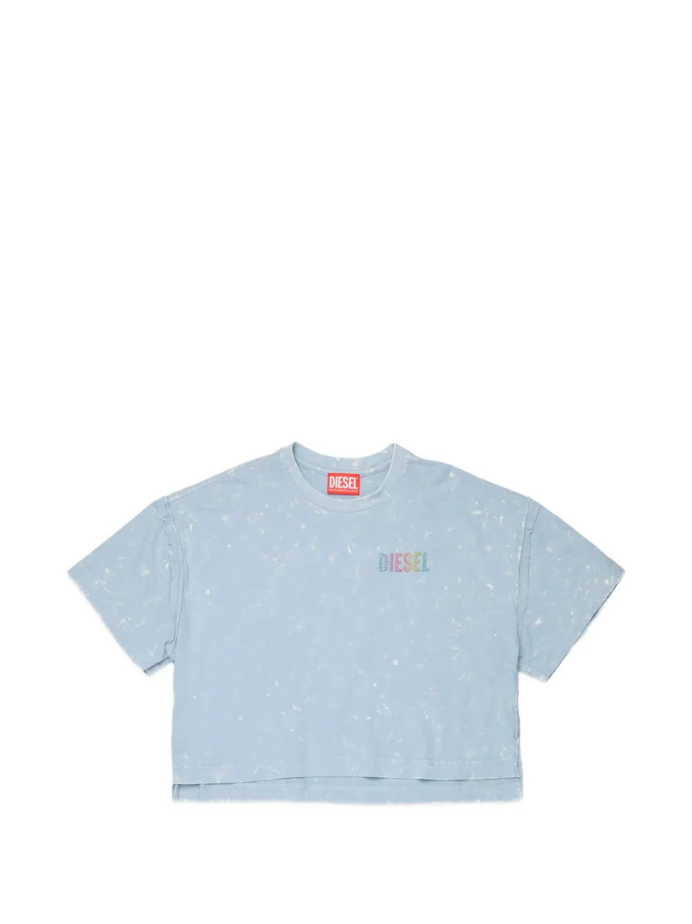 Diesel Kids tie-dye effect cropped T-shirt - Blu