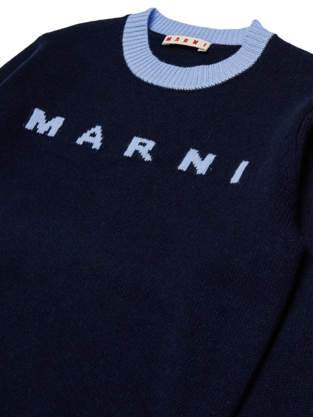 Marni Kids Trui met intarsia logo Blauw