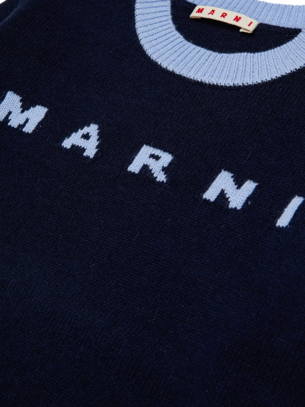 Marni Kids Trui met intarsia logo Blauw