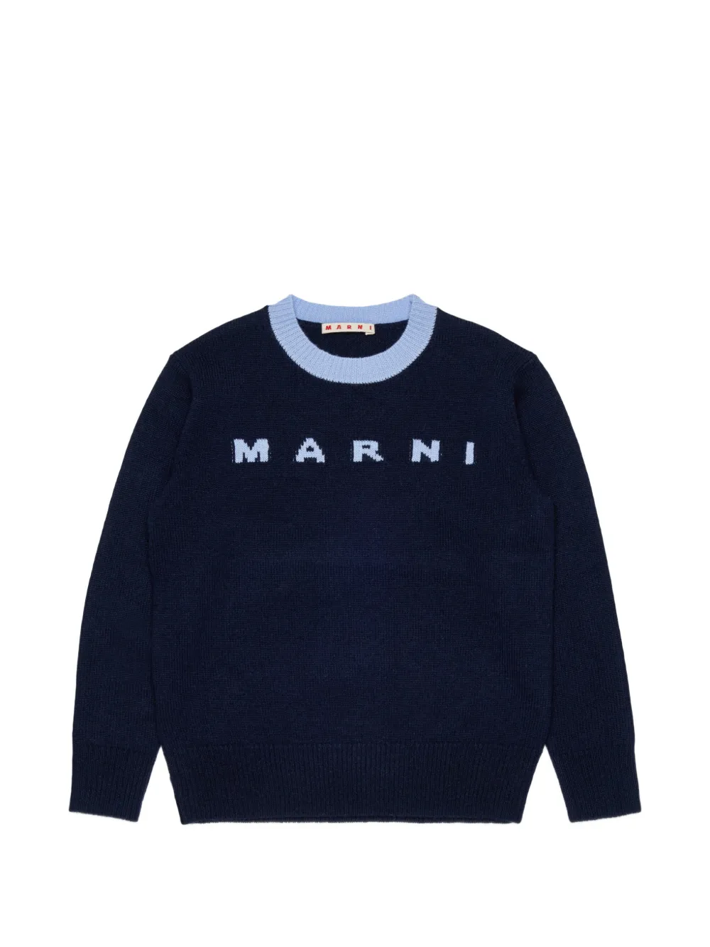 Marni Kids Maglione con logo a intarsi - Blu