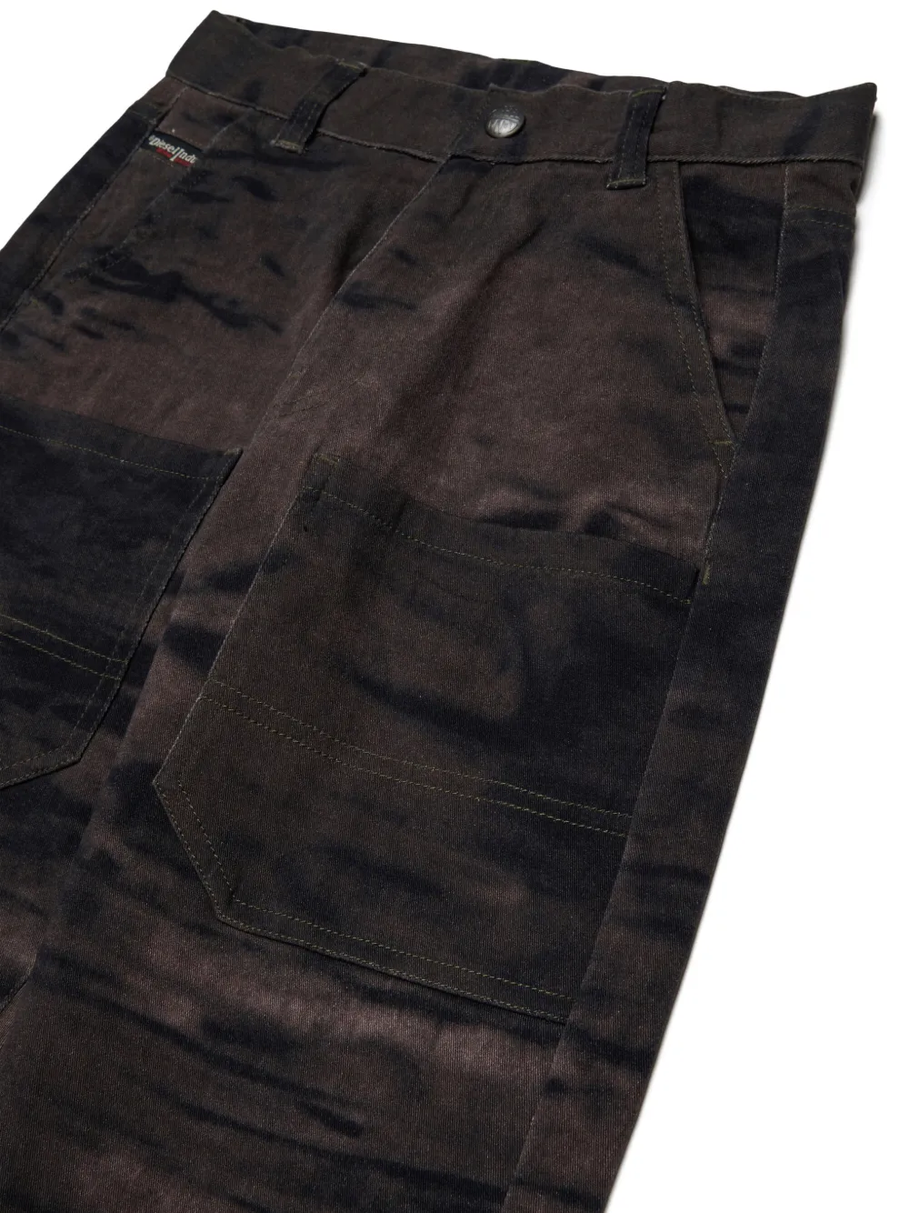 Diesel Kids Cargo broek met opgestikte zak en vervaagd effect Bruin