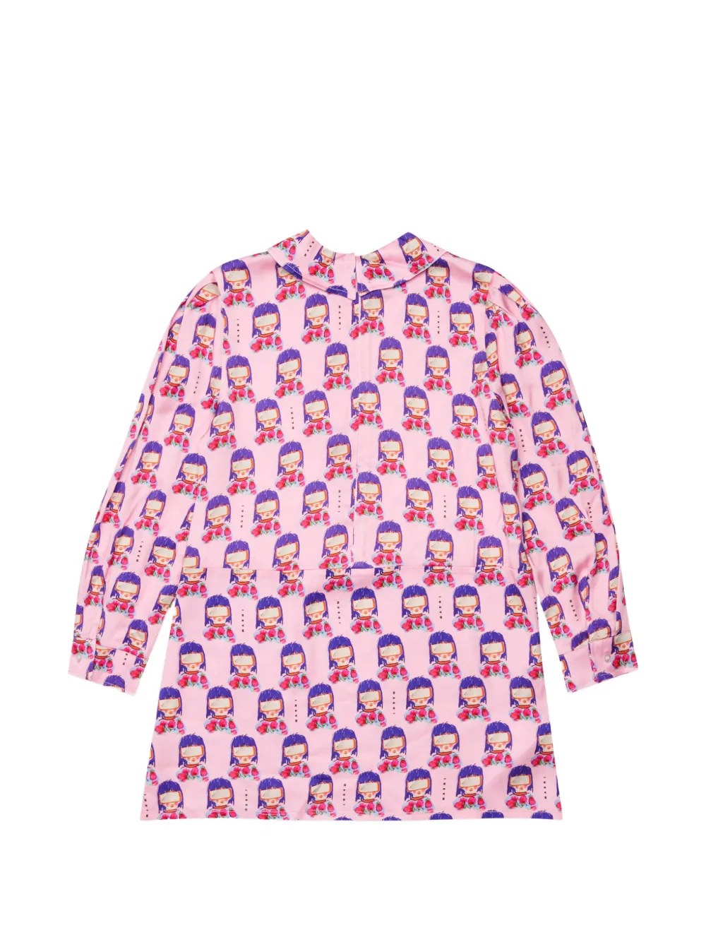 Marni Kids Jurk met Peter Pan kraag en print Roze