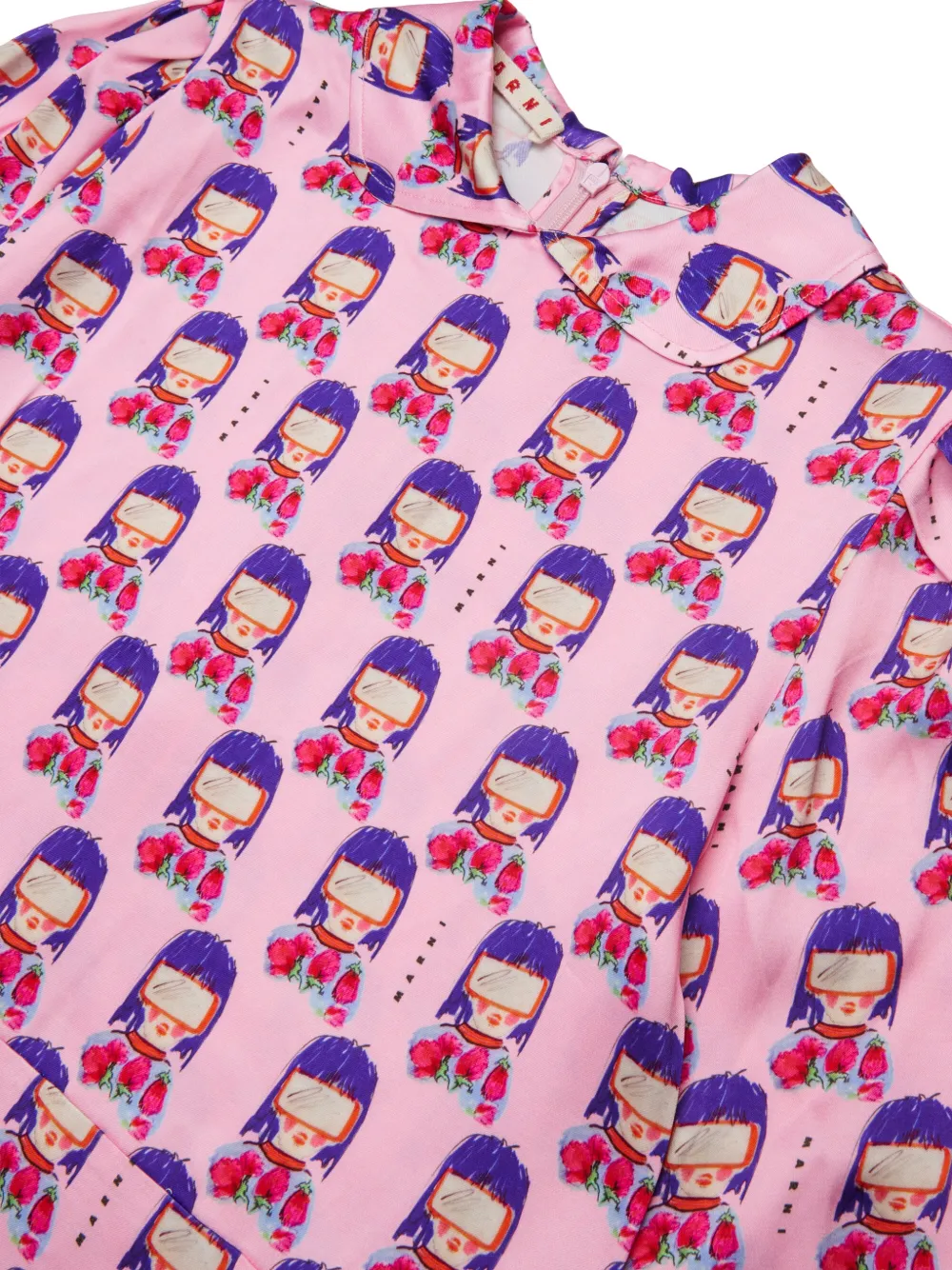 Marni Kids Jurk met Peter Pan kraag en print Roze