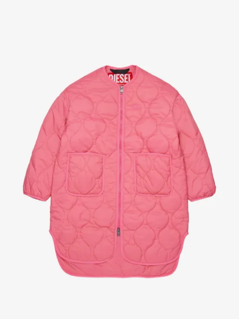 Diesel Kids quilted logo-embroidered coat