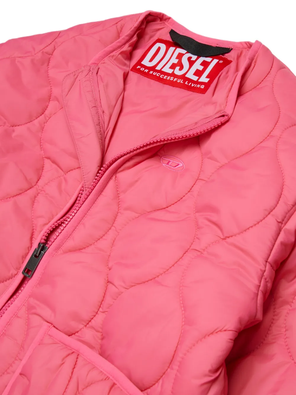 Diesel Kids Gewatteerde jas met geborduurd logo Roze