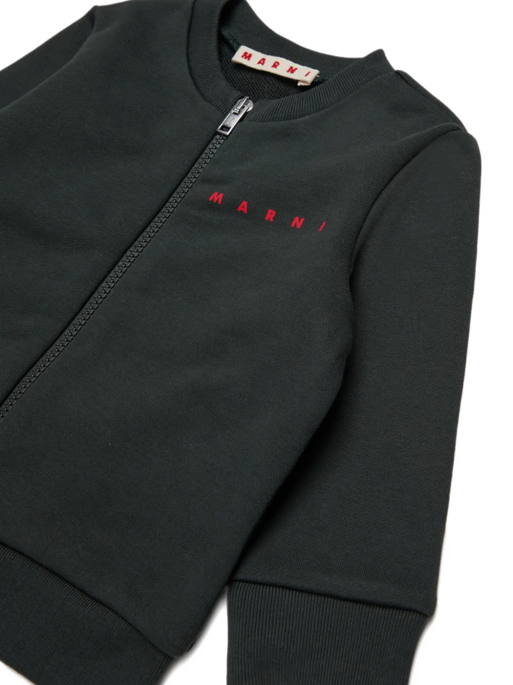 Marni Kids Hoodie met logoprint en rits Zwart