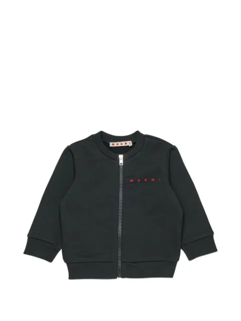 Marni Kids hoodie con cierre y logo estampado