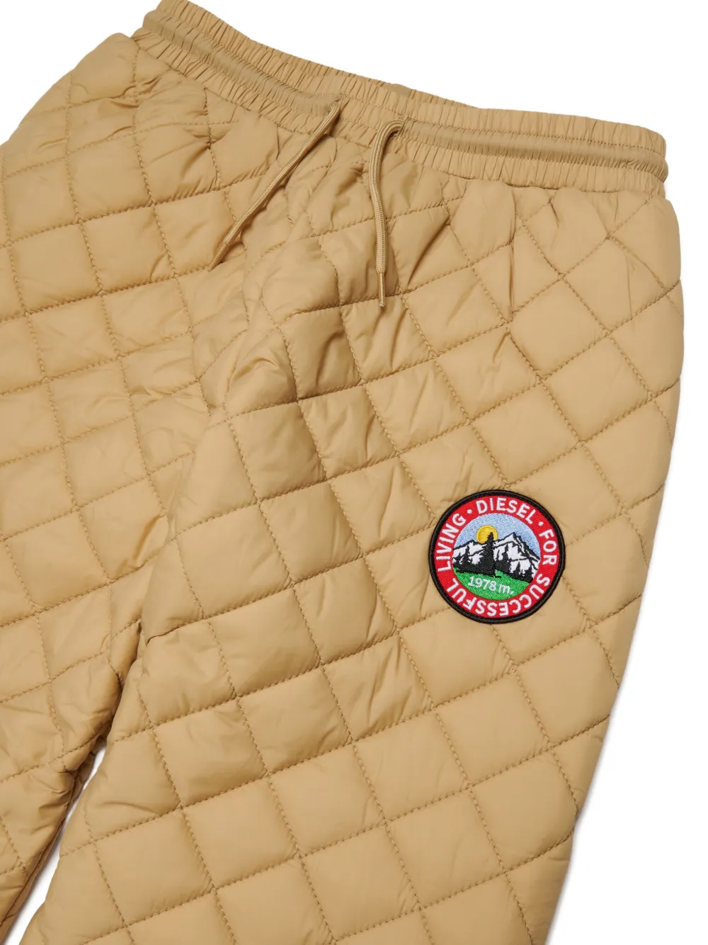 Diesel Kids Gewatteerde broek met logopatch Beige