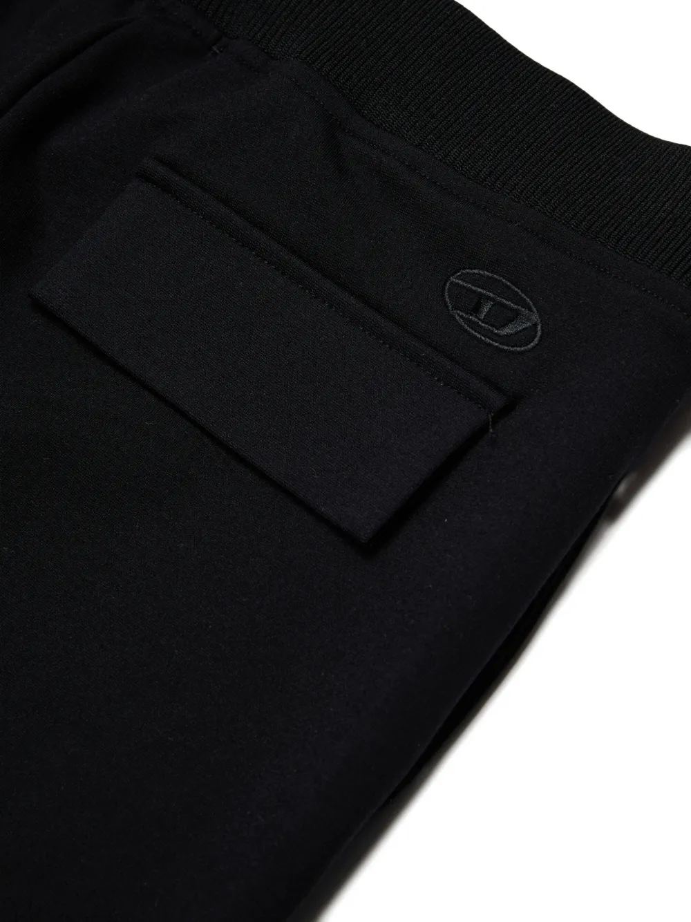 Diesel Kids Broek met wijde pijpen en geborduurd logo Zwart