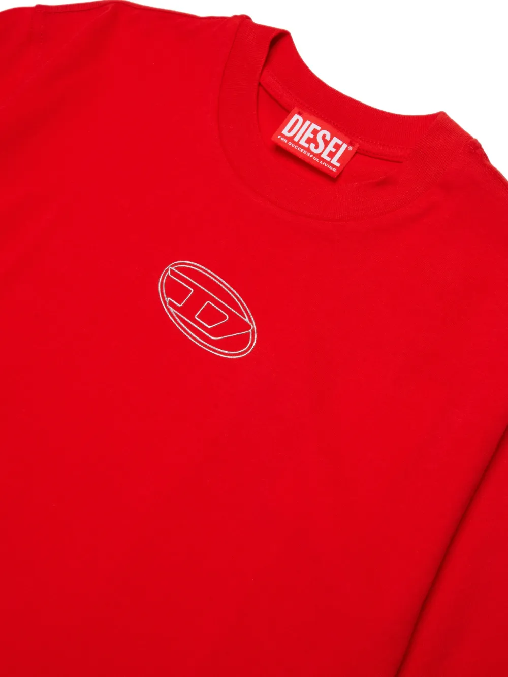 Diesel Kids Cropped T-shirt met geborduurd Oval D logo Rood