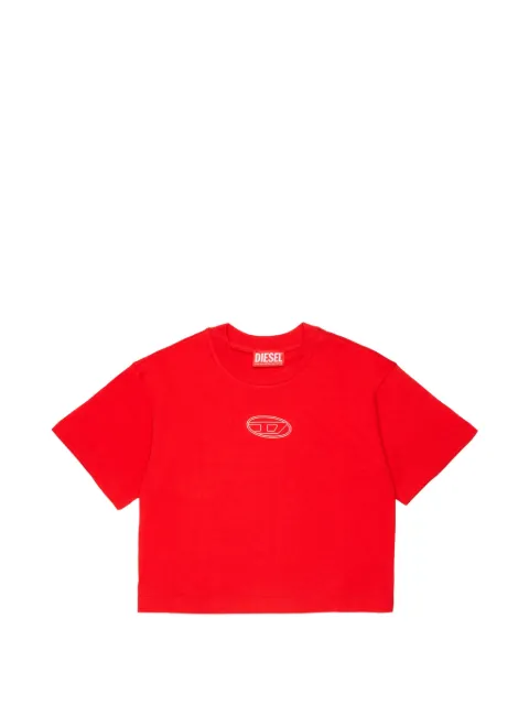 Diesel Kids Oval D logo-embroidered cropped T-shirt
