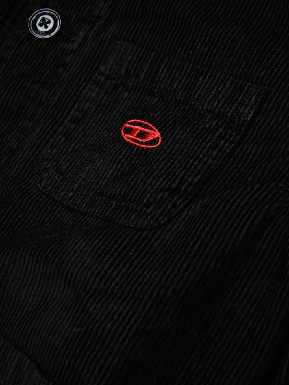 Diesel Kids Ribfluwelen jack met geborduurd logo Zwart