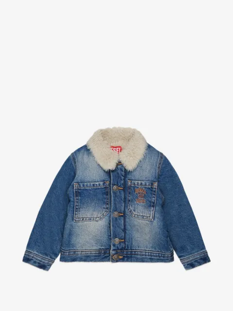 Diesel Kids faux-fur-collar denim jacket