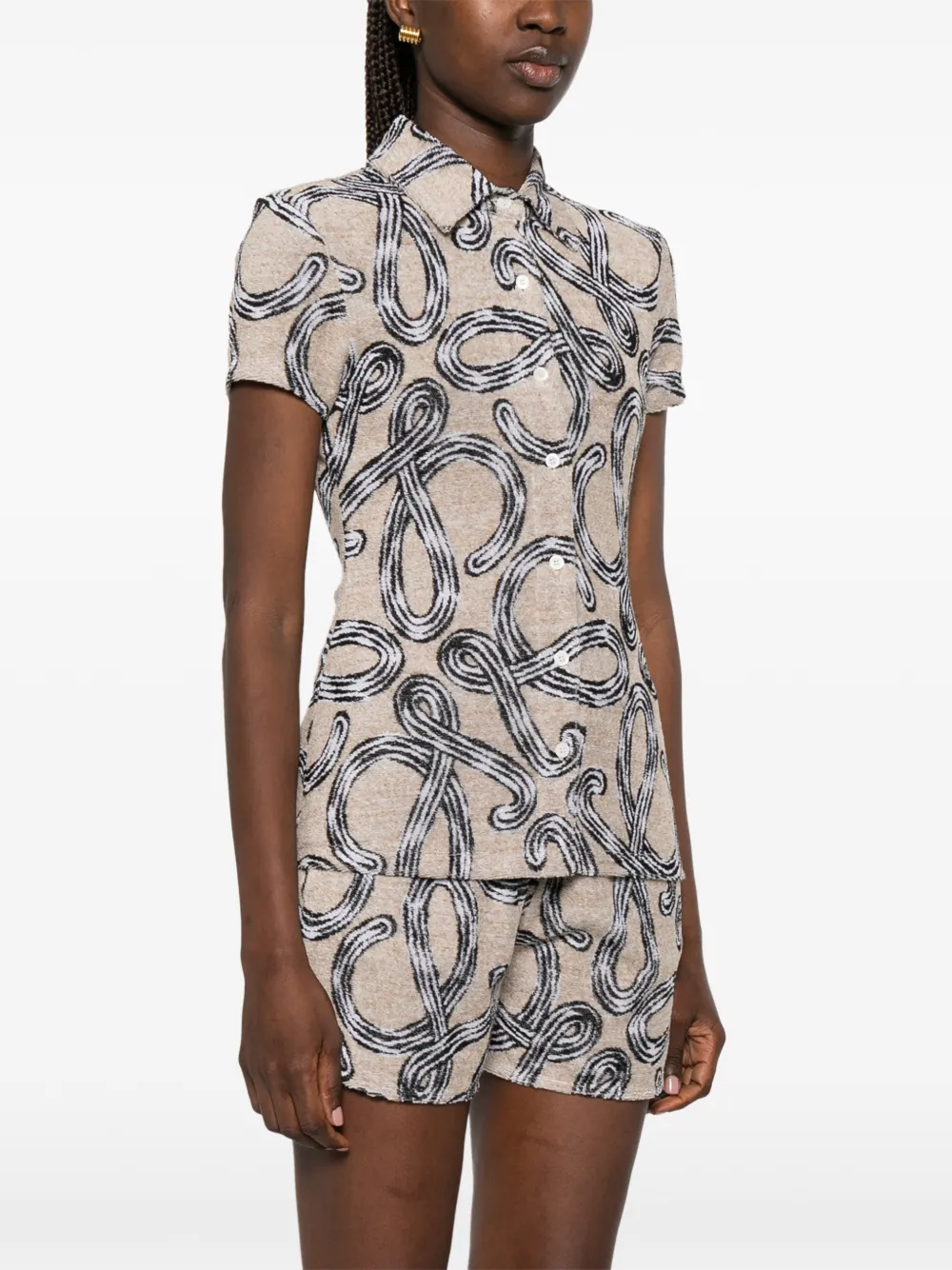LOEWE x Paula's Ibiza blouse met anagram print Beige