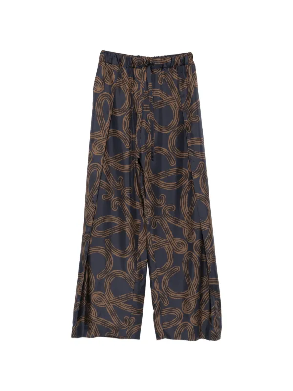 Loewe Elasticated Trousers in Silk in Blue