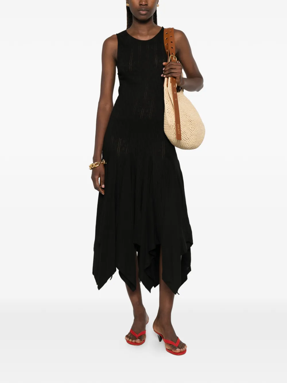 LOEWE x Paula's Ibiza midi-jurk met zakdoek afwerking Zwart