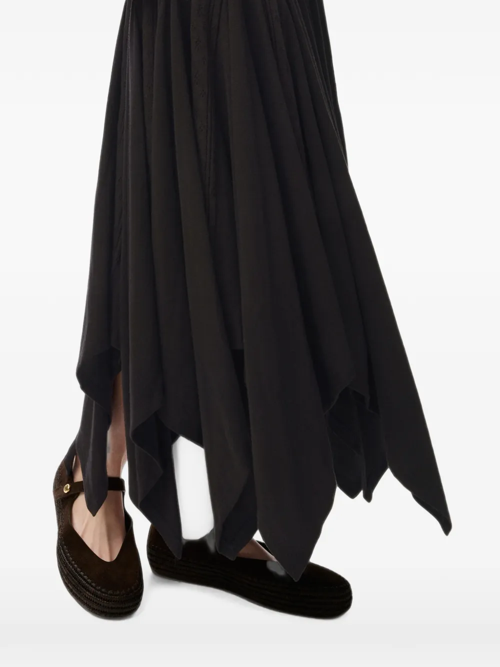 LOEWE X Paula's Ibiza Handkerchief-hem Midi Dress in Black, view 4