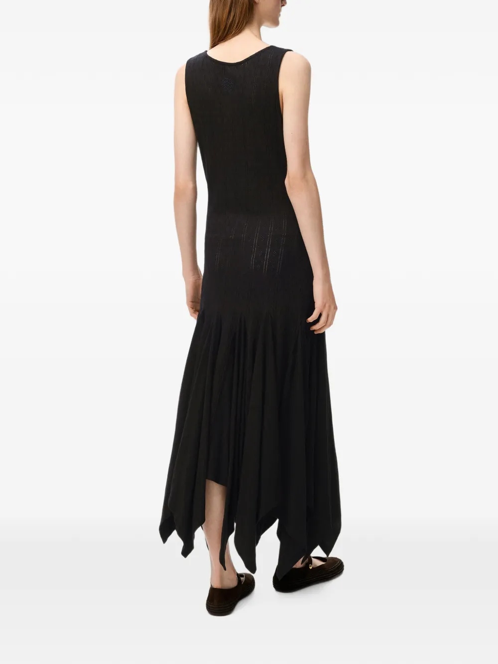 LOEWE X Paula's Ibiza Handkerchief-hem Midi Dress in Black, view 3