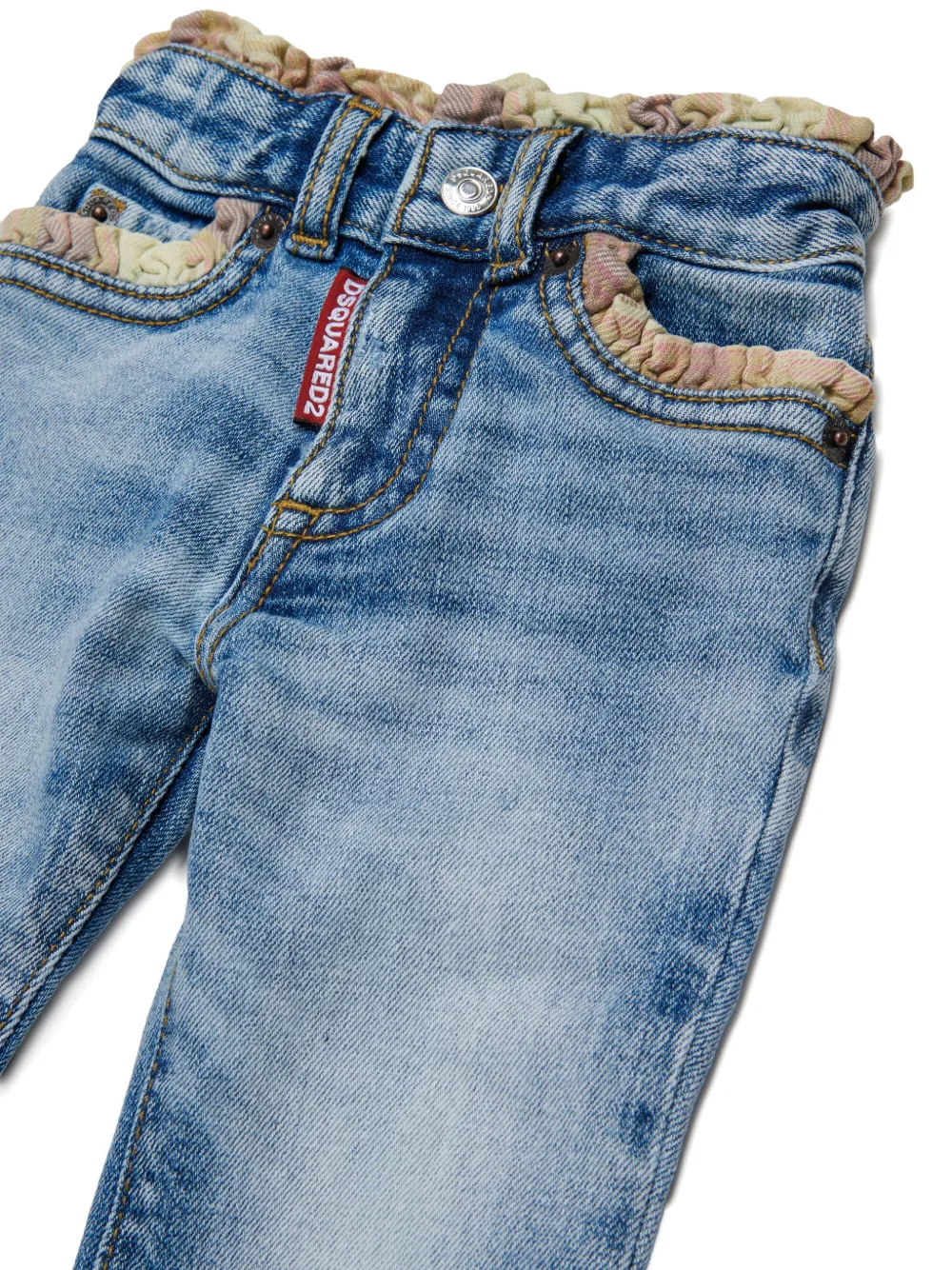  Dsquared2 Kids Vaqueros Con Ribete De Volantes - Azul 