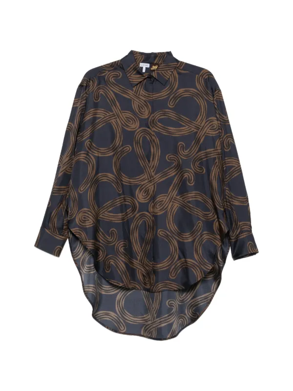 Loewe Anagram-print High-low Shirt in Blue