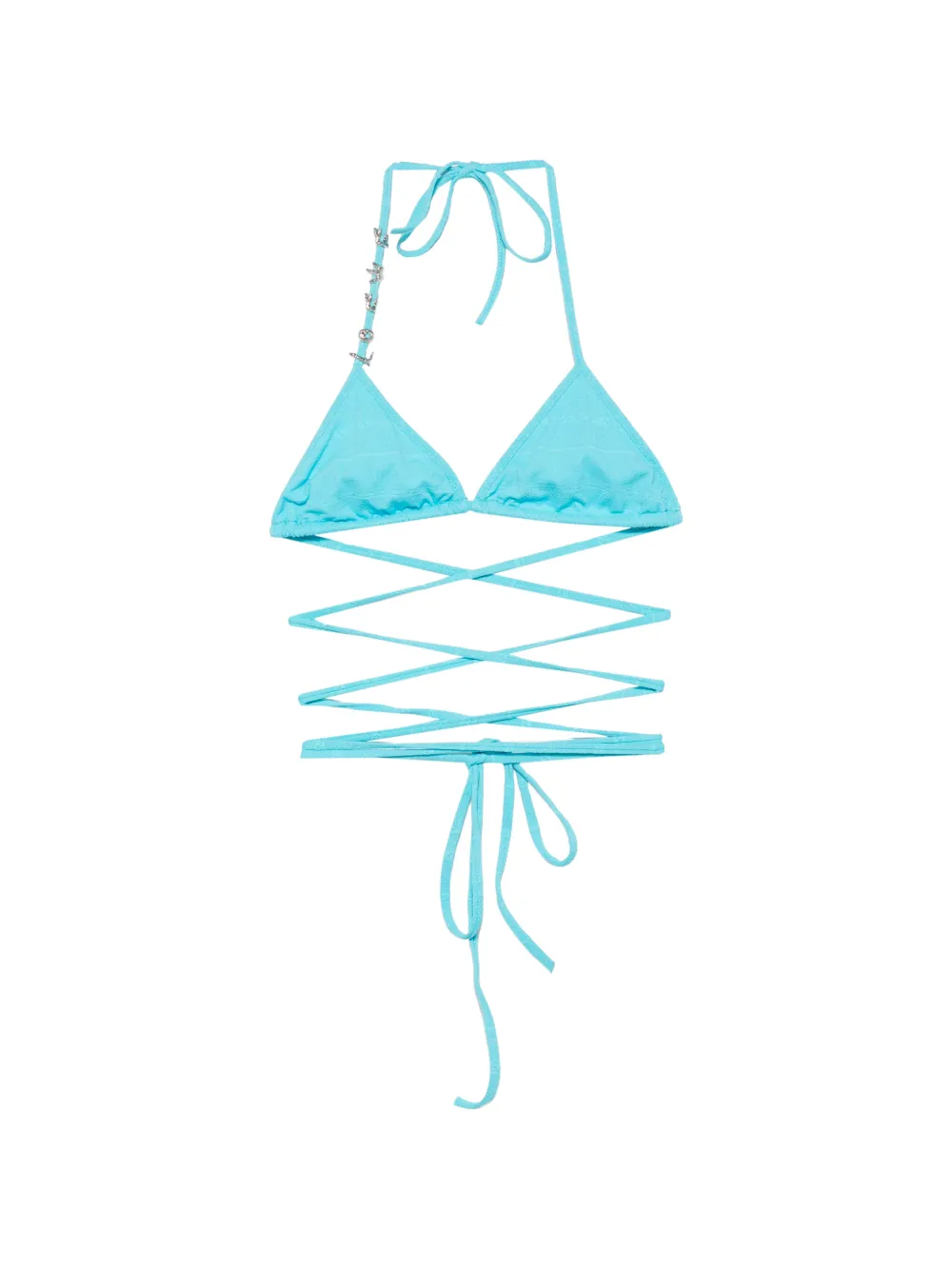 LOEWE logo-charm wrap-around bikini top - Blue