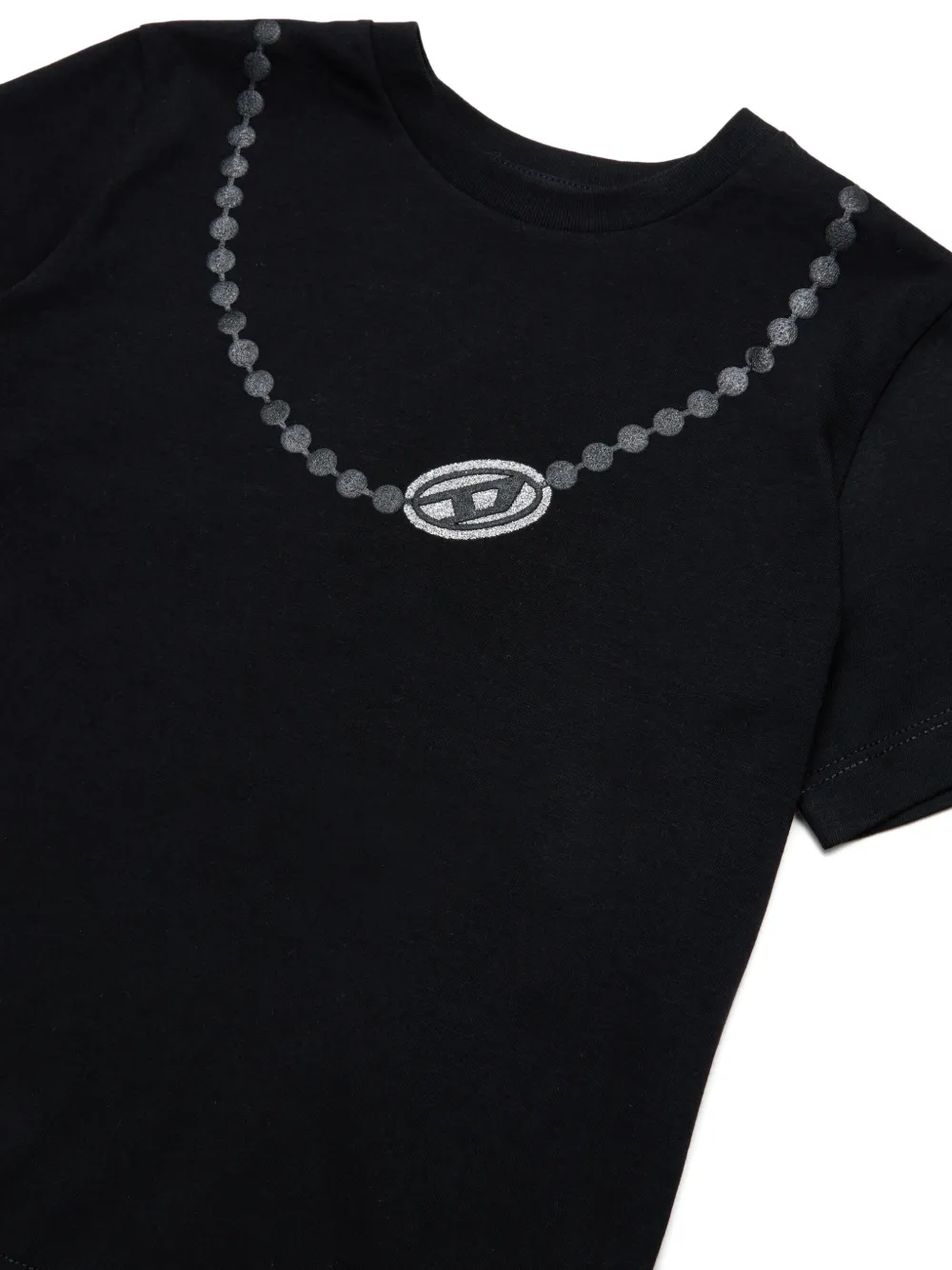 Diesel Kids T-shirt met logoprint-halsketting patroon Zwart