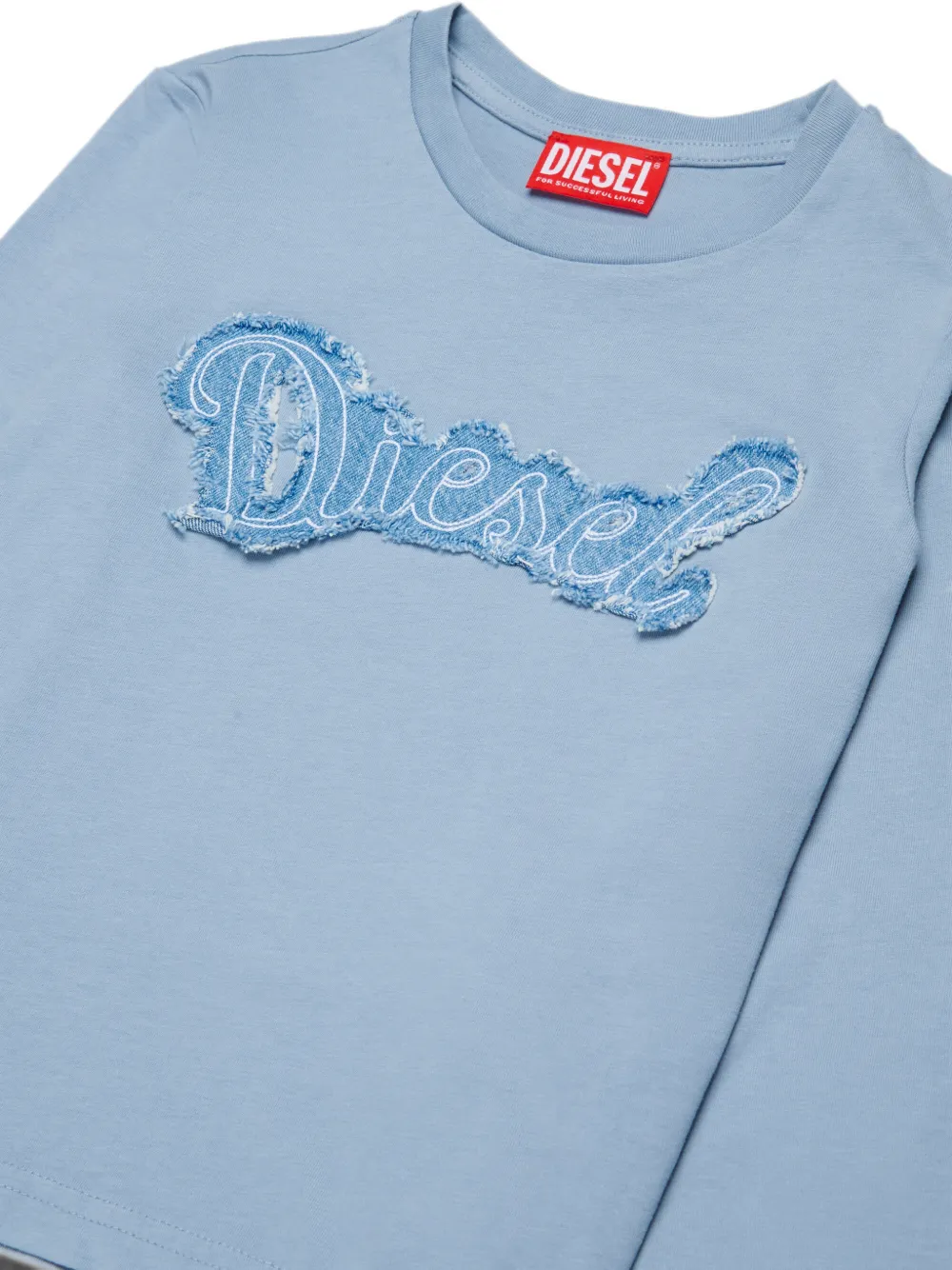 Diesel Kids T-shirt met logo-applicatie Blauw