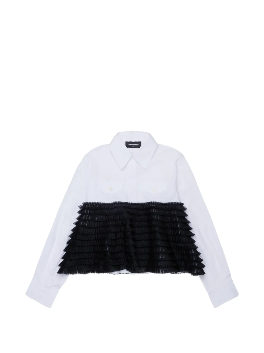 DSQUARED2 KIDS Gerüschtes Hemd mit Tülleinsatz - Weiß