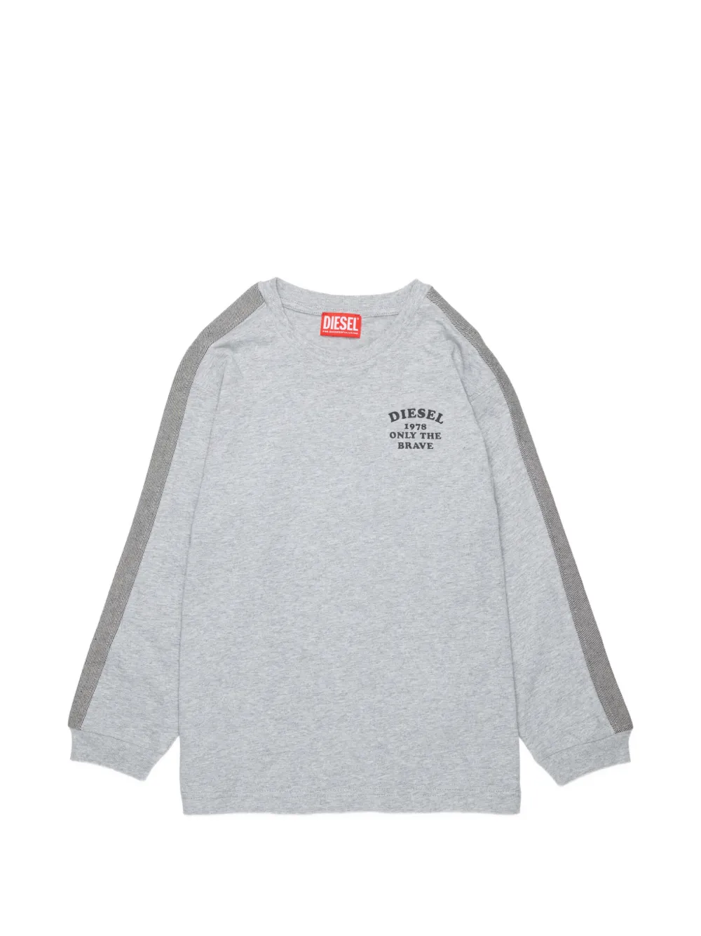 Diesel Kids T-shirt a maniche lunghe con logo e fasce a contrasto - Grigio