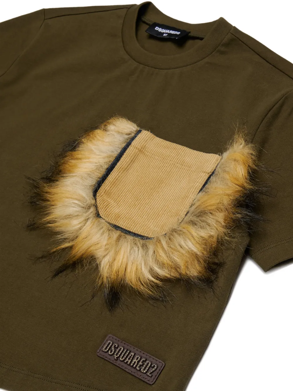 DSQUARED2 KIDS T-shirt met ribfluwelen zak Groen