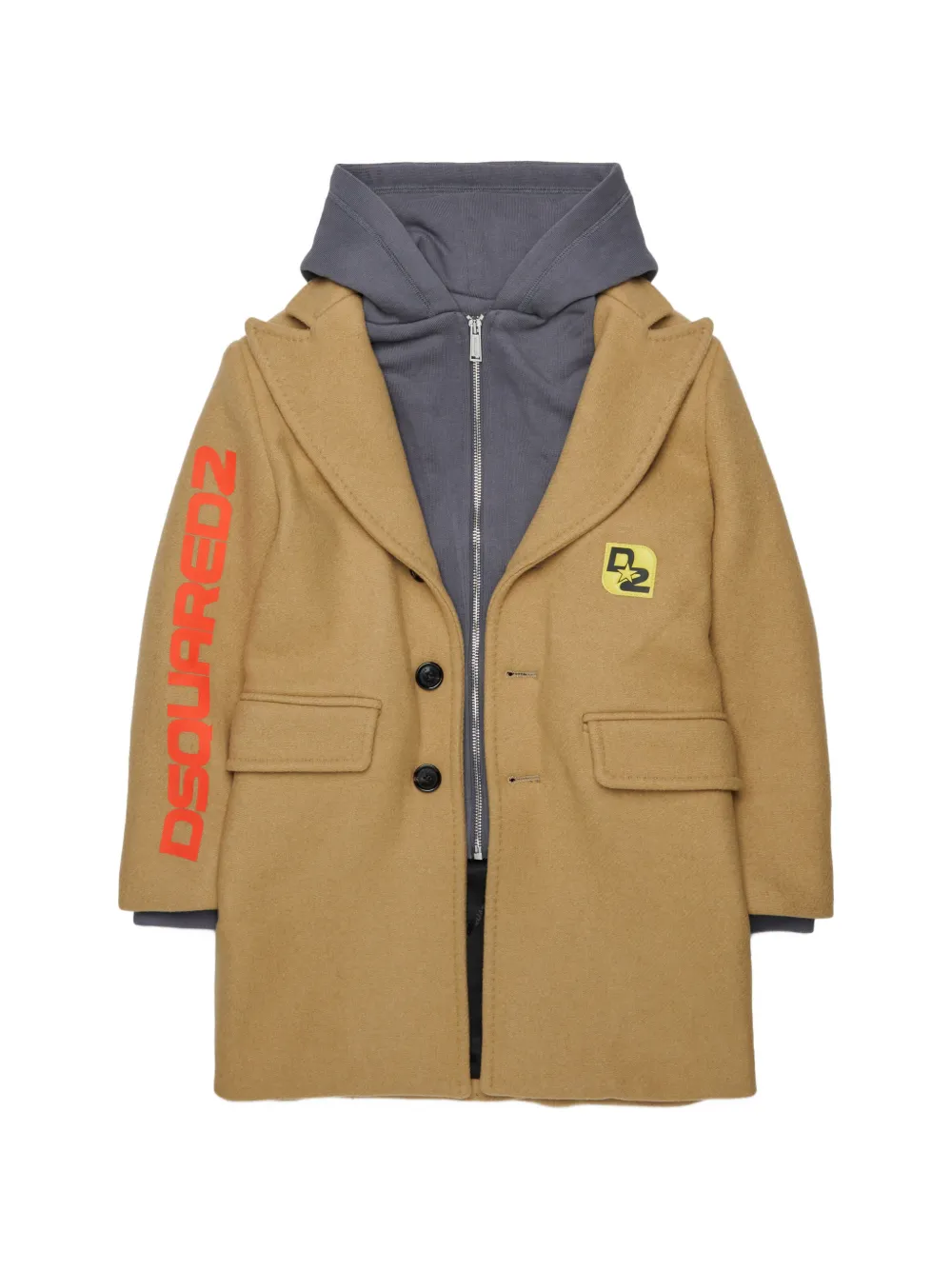 DSQUARED2 KIDS Cappotto con cappuccio e logo - Marrone